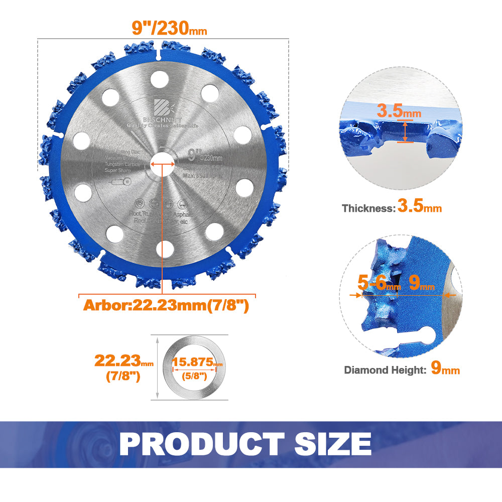 BRSCHNITT Dry Use Tungsten Carbide Multi Wheel 125-230mm for Wood Root Trunk Plastic Hard Rubber Cutting