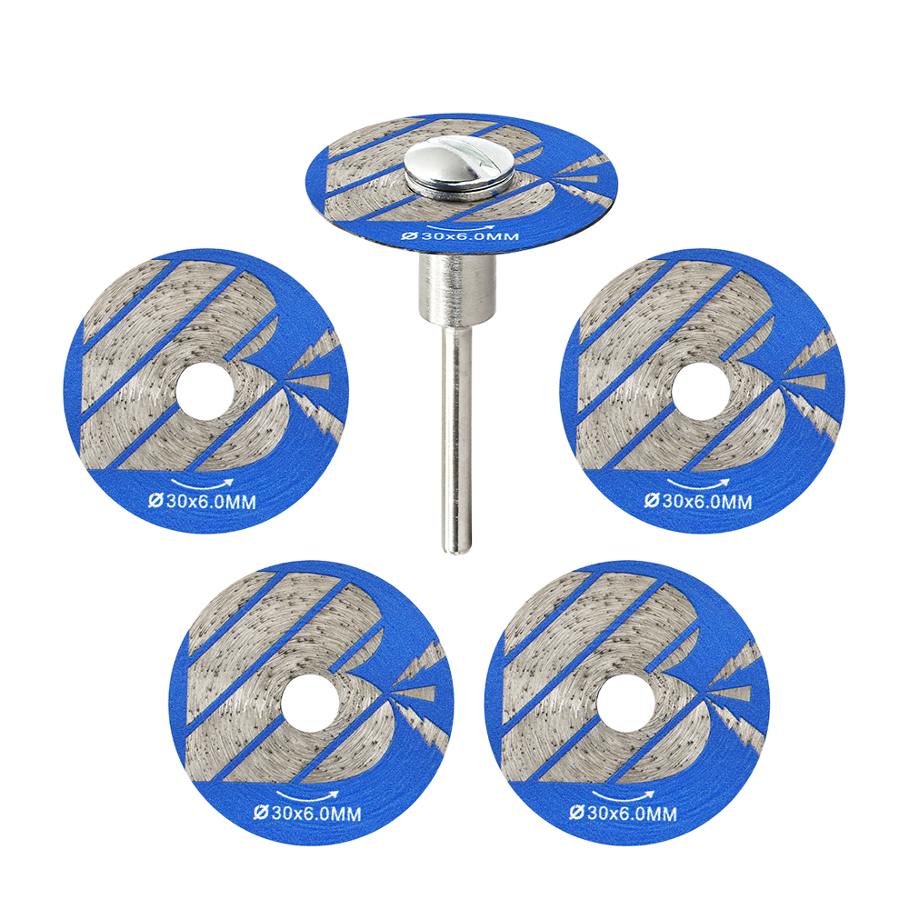 BRSCHNITT 5pcs Diamond Saw Blade Set 30-50mm Sintered Continuous Rim Cutting Disc for Tile Porcelain Ceramic