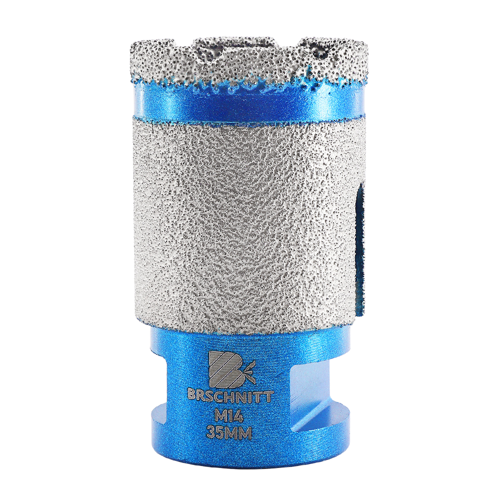 Foret diamanté BRSCHNITT 1 ou 2 forets de perçage et de fraisage pour trous de 20/25/35/50/68/75 mm de diamètre, pour agrandir le trou, pour porcelaine, céramique, carrelage, granit, marbre, pierre, filetage 5/8"-11 ou M14.