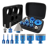 BRSCHNITT 10pcs M14 Diamond Drill Bit Set 6-68mm U-Groove Teeth Dry & Wet with Milling & Chamfer Bits for Tile Granite