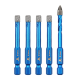 BRSCHNITT Hex Shank Diamond Dry Hole Saw Set 6-14mm with 6mm Pilot Hole for Granite Vacuum Brazed