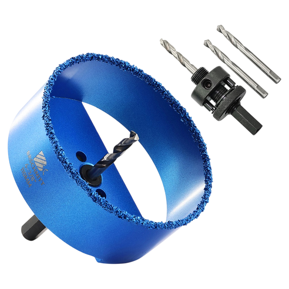 BRSCHNITT Carbide Grit Hole Saw 4-3/8" & 6-3/8" with Arbor for Wood Drywall MDF Plaster and Hardie Board
