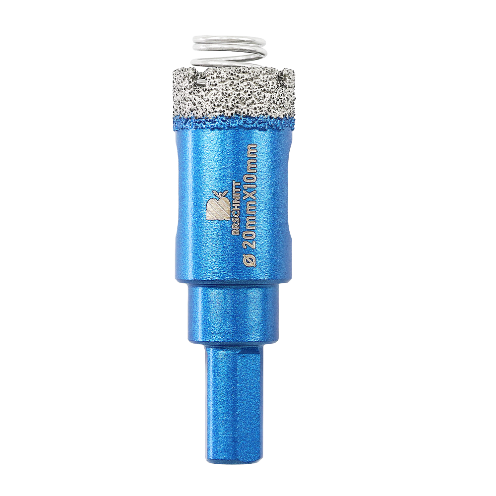BRSCHNITT Triangle Shank Diamond Dry Hole Saw with Spring 20-65mm for Tile Granite Marble Stone