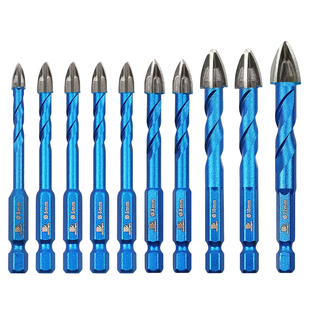 BRSCHNITT Quick Change Shank Dry Carbide Drill Bit Set 10pcs 5-12mm for Ceramic Brick Marble Wood