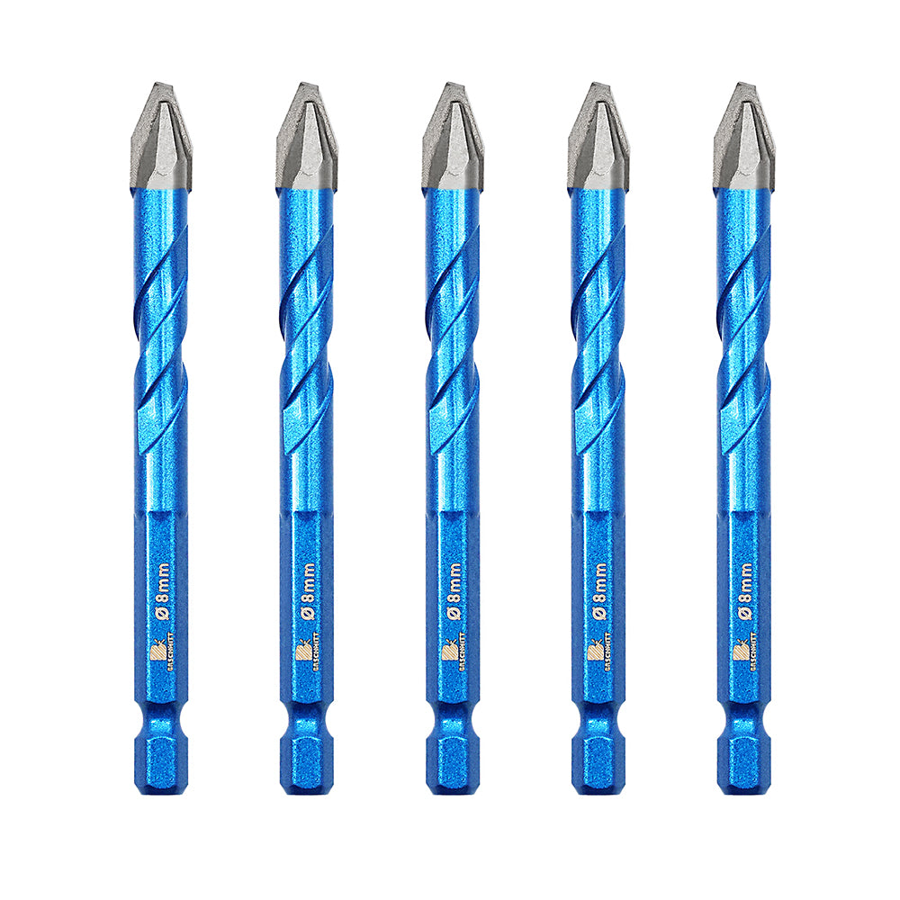 BRSCHNITT Carbide Tip Quick Shank Drill Bit Set 5-12mm for Wood Marble Plastic