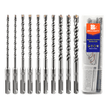 BRSCHNITT SDS Plus Carbide Cross Tip Drill Bit Set 10pcs 5-12mm for Concrete Brick Stone Masonry