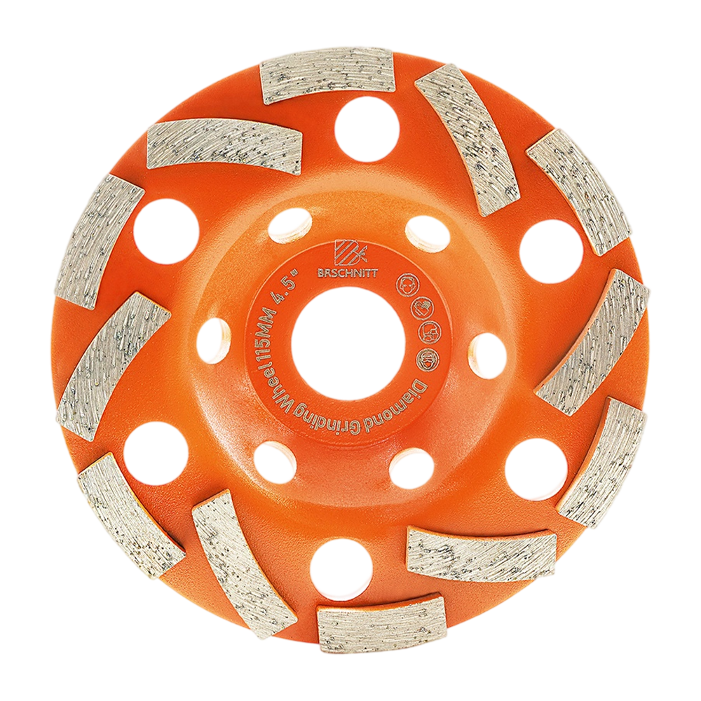 BRSCHNITT 4-1/2" Diamond Grinding Wheel Cup 7/8" Arbor with 5/8" Adapter Bushing #40/50 Grit for Concrete Granite Marble Masonry