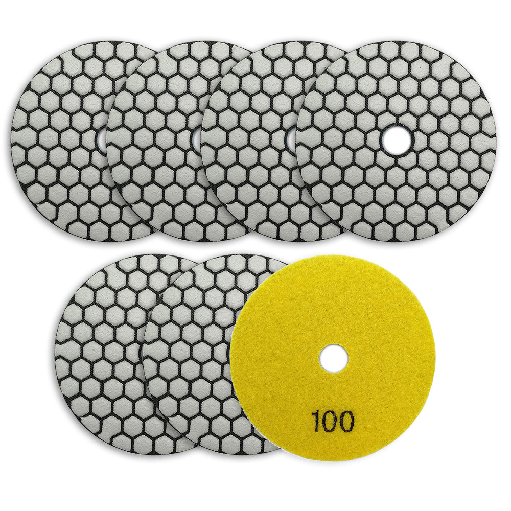 BRSCHNITT DDiamond Trockenpolierpads 4" 7 Stück/Set Polieren von Granit Marmor Keramik Kunststein Schleifscheibe