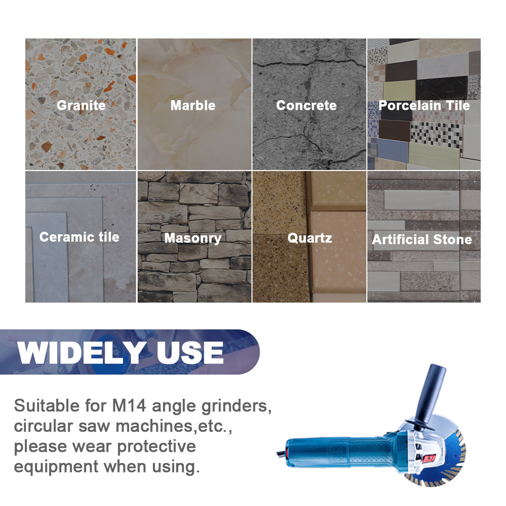 BRSCHNITT M14 & 5/8"-11 Thread Dry & Wet Use Diamond Cutting Disc Set 125mm for Concrete Granite Marble Tile