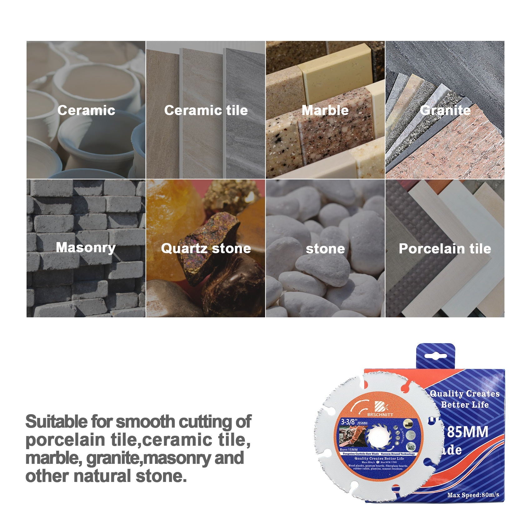 FOCSTOL Carbide Wood Cutting Disc - 3pcs 75mm Vacuum Brazed Saw Blade For Wood Rubber Plastic