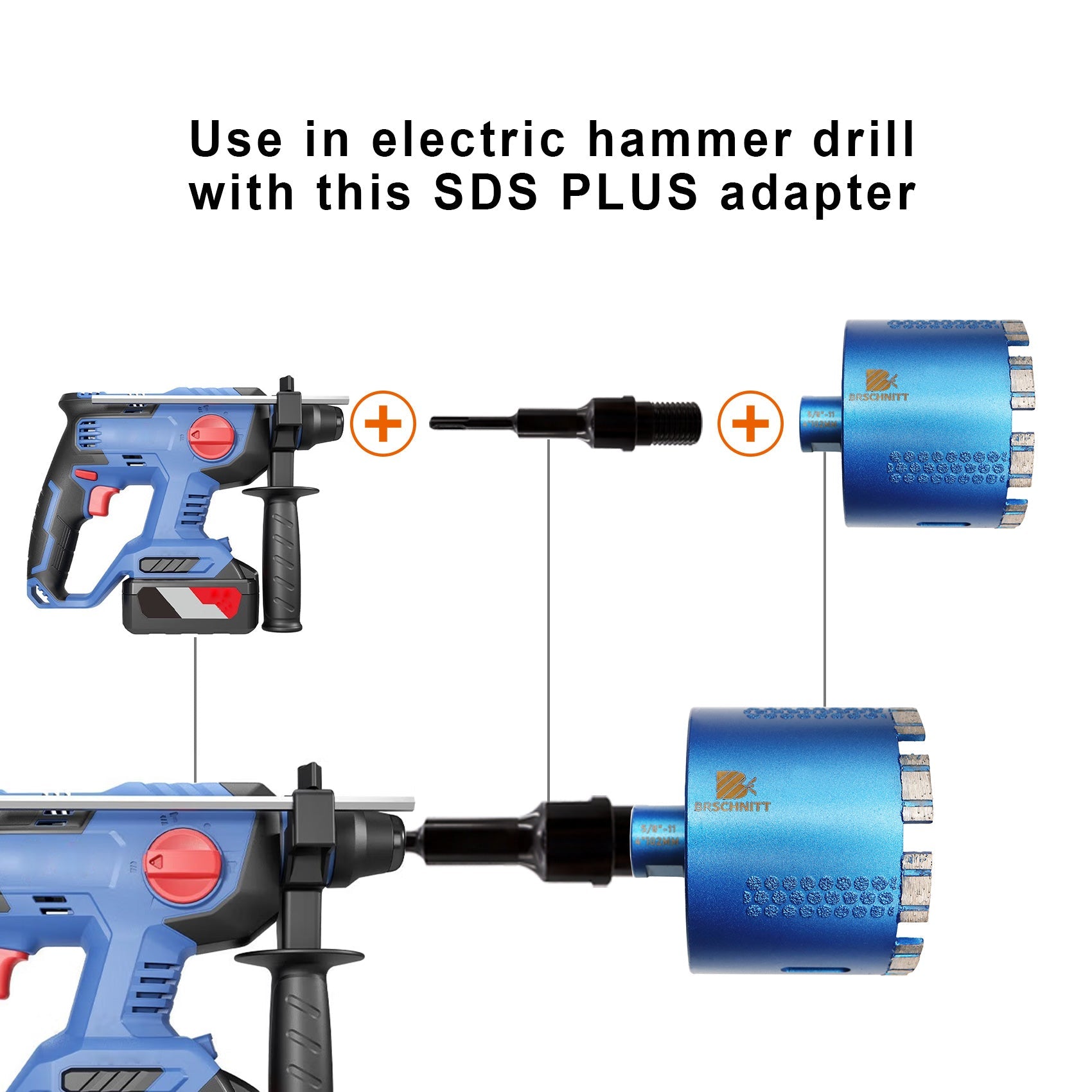 BRSCHNITT  Adapter UNC Male Thread to SDS PLUS Shank Internal 1/2" BSP Thread Electric Hammer Drill Connector