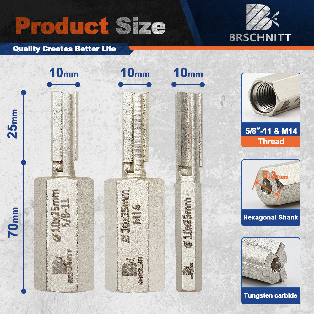 BRSCHNITT M14 & 5/8"-11 Carbide Mortar Raking Bit 10mm for Angle Grinder Brick Joint Removal