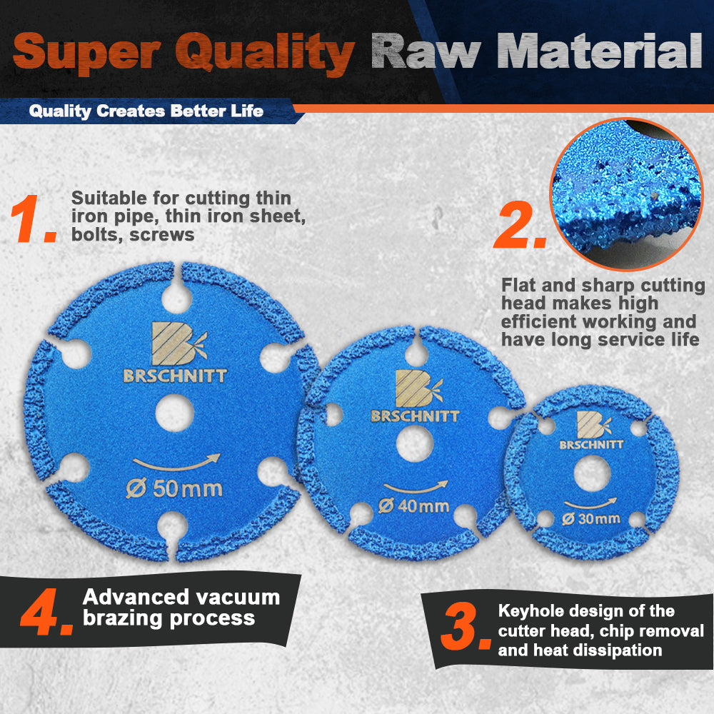 BRSCHNITT 30/40/50mm Mini Iron Cutting Disc Brazed Mini Saw Blade for Cutting Iron Mental