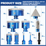 BRSCHNITT 11pcs 5/8”-11 Thread Diamond Drill Bit Set 6-100mm for Ceramic Tile Marble Granite