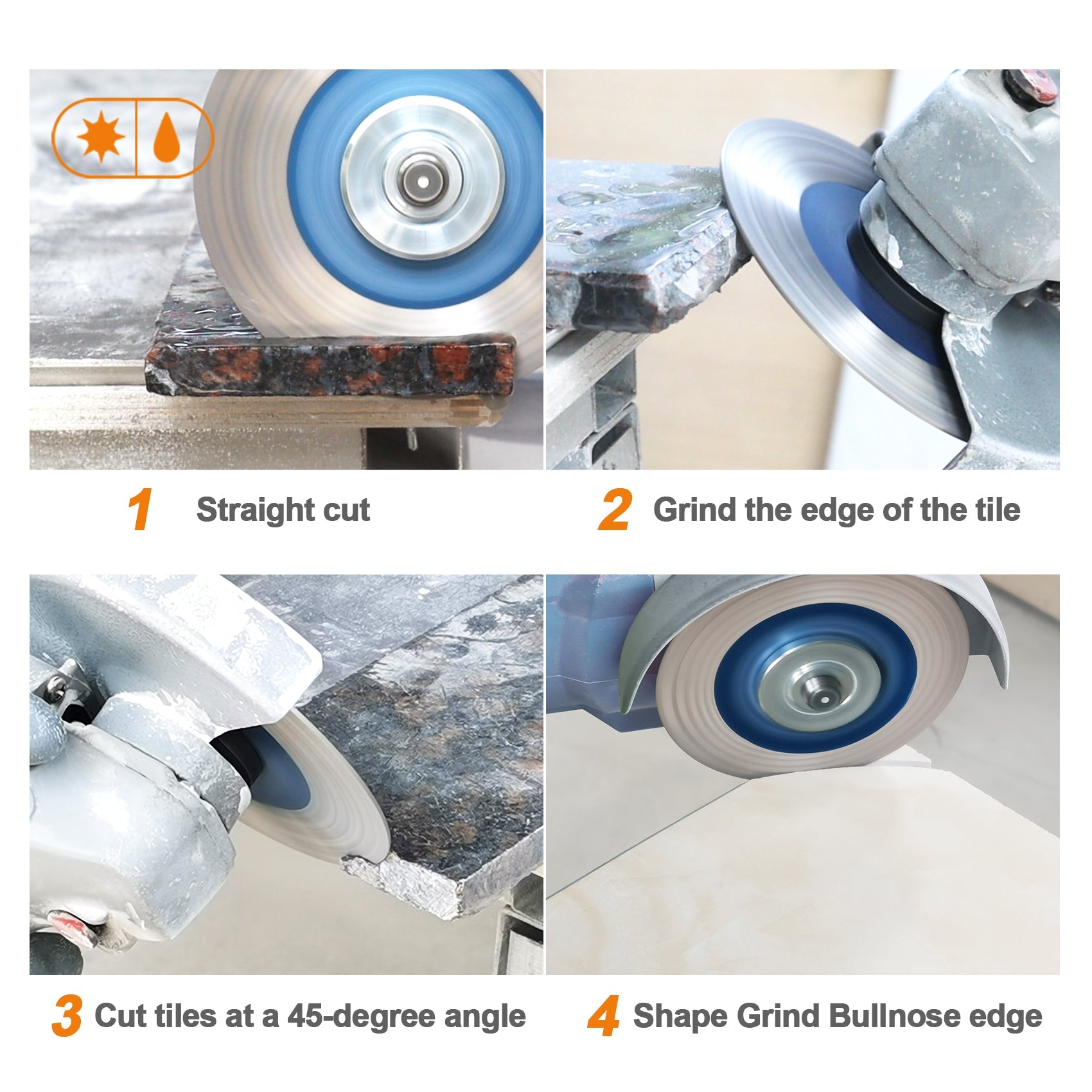BRSCHNITT 2pcs 5inch/125mm Diamond Saw Blade Hexgonal  Cutting Grinding Double Sided Ceramic Tile Porcelain Marble Stone Cutting Disc