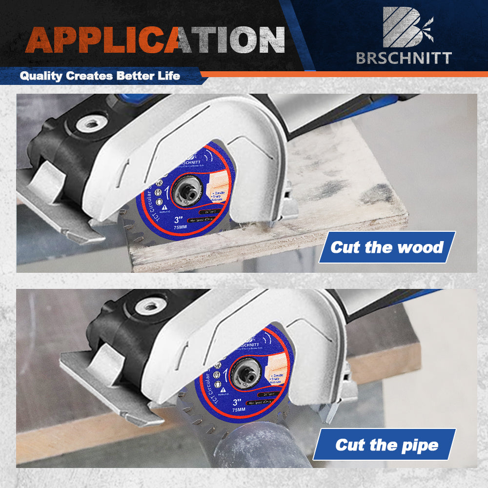 BRSCHNITT 2/3pcs TCT Cutting Disc Diameter 75mm Mini Saw Wood Working Saw Blades Plastics Saw Blade Wood Composites Cutting Wheel