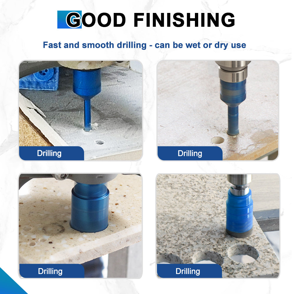 BRSCHNITT 6-68MM Diamond Hole Saw Kit 11pcs Diamond Drill Set Chamfer Milling Bit 125mm Cutting Disc Adapter Tile Marble Granite Hole Saw Tools