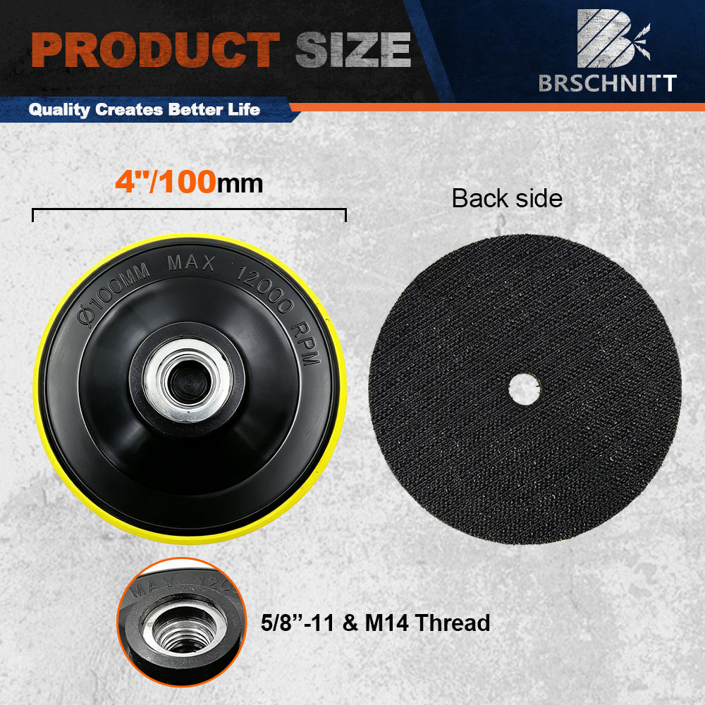 BRSCHNITT M14 & M10 & 5/8"-11 Thread Foam Backer Pad 5" for Diamond Polishing Pads