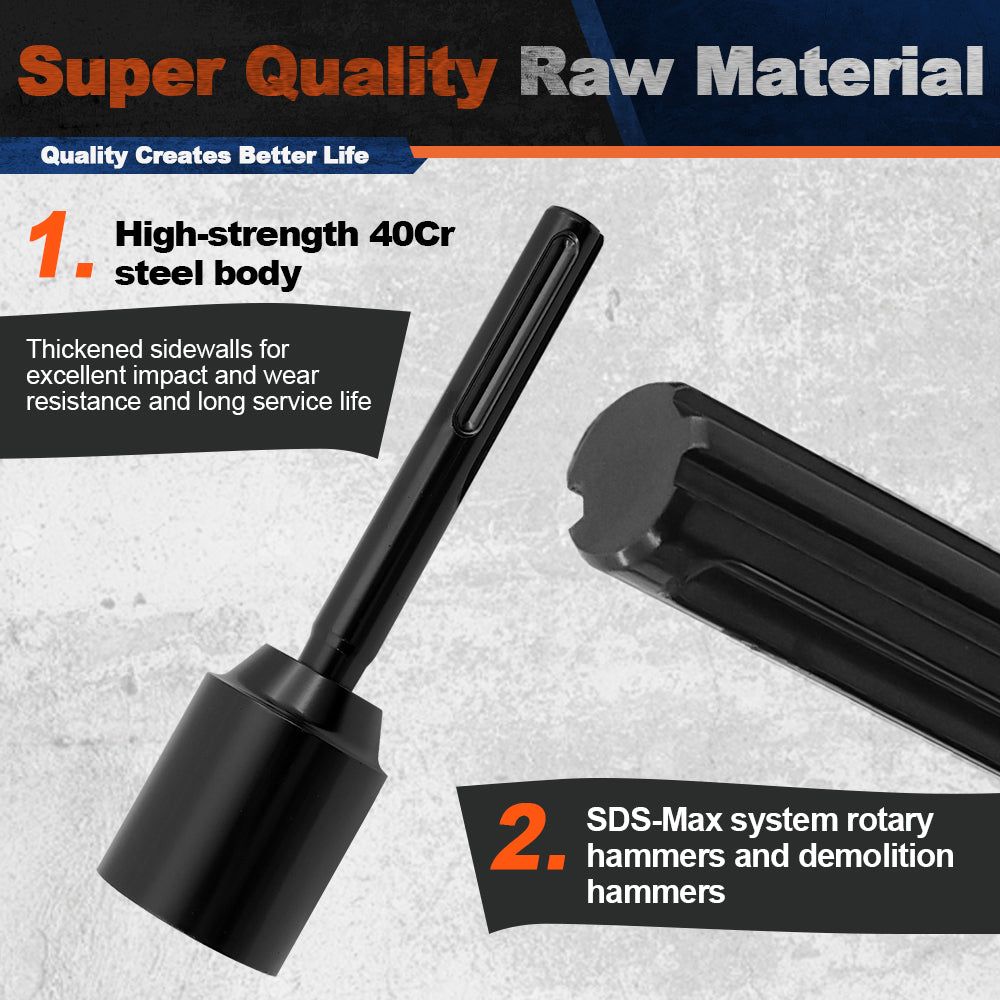 BRSCHNITT SDS Plus & Max Ground Rod Driver Bit 16-65mm Heavy Duty Alloy Steel Grounding Rod Installer